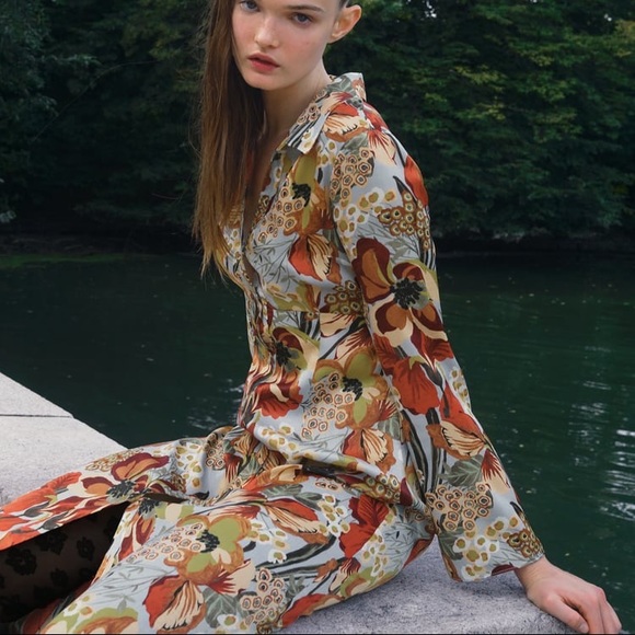 Zara Satin Effect Print Dress - Picture 3 of 7